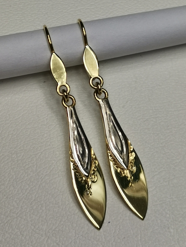 Luxusní zlaté visací naušnice ze žlutého zlata