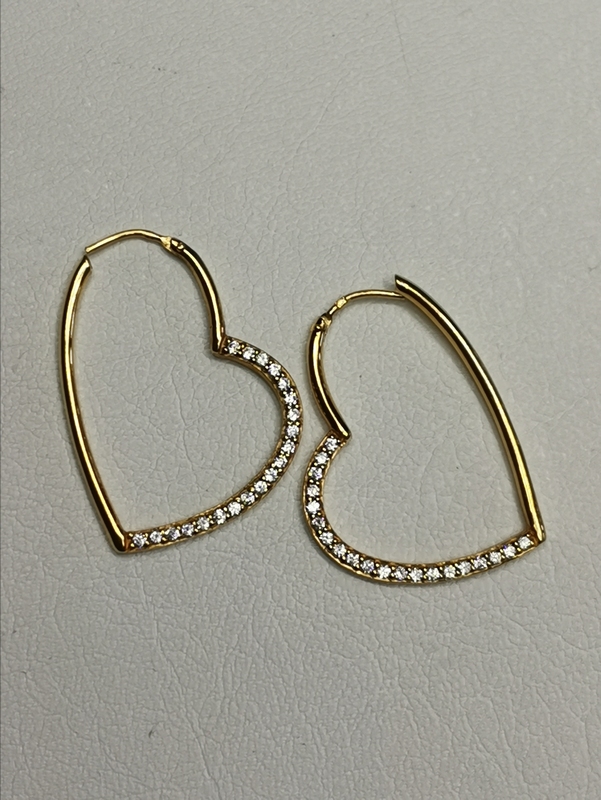 Zlacené naušnice Altesse srdce se zirkony