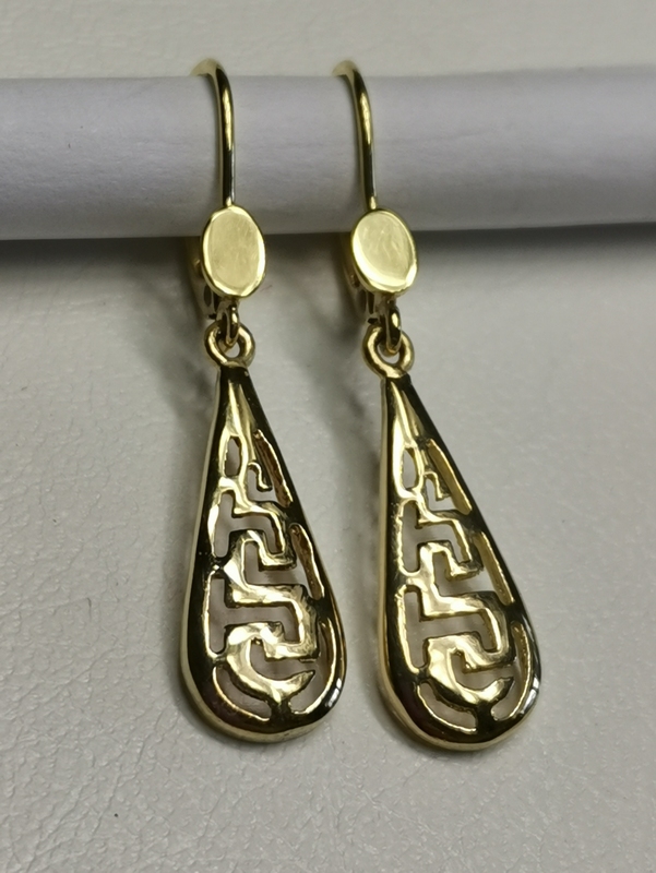 Zlaté visací naušnice s řeckým vzorem