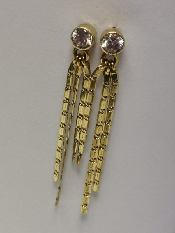 Zlaté náušnice řetízkové, zapínání na puzetu, česká výroba