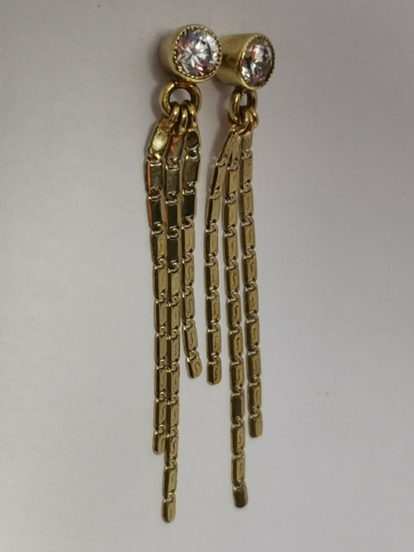 Zlaté náušnice řetízkové, zapínání na puzetu, česká výroba