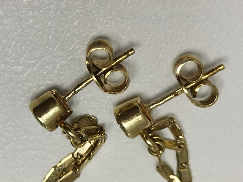 Zlaté náušnice řetízkové, zapínání na puzetu, česká výroba