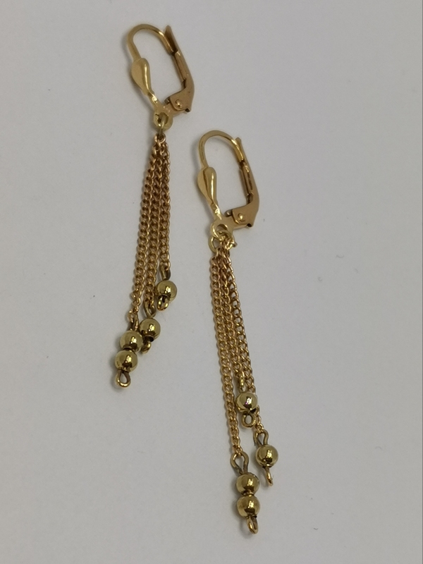 Zlaté náušnice řetízkové, zapínání na klapku, česká výroba