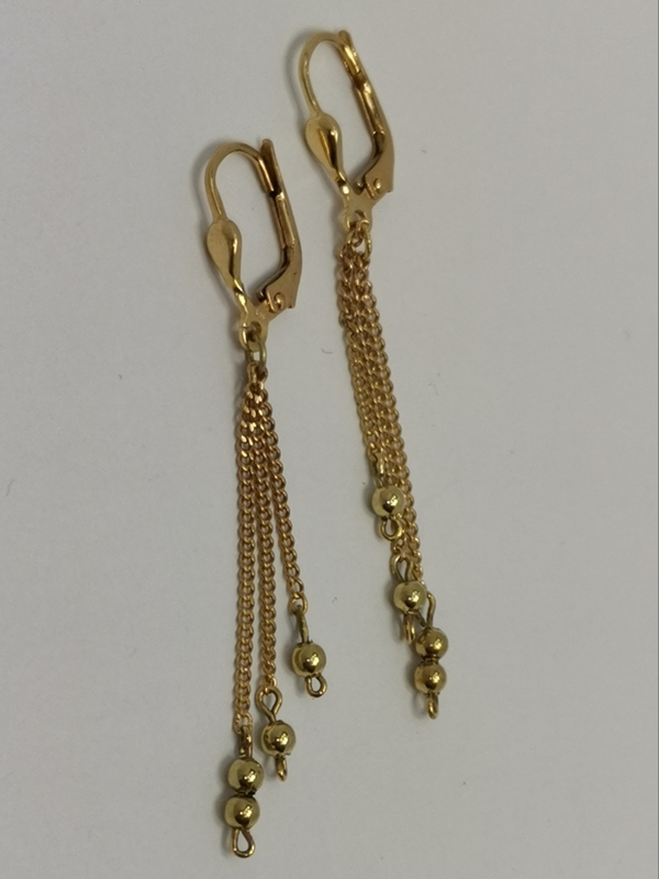 Zlaté náušnice řetízkové, zapínání na klapku, česká výroba