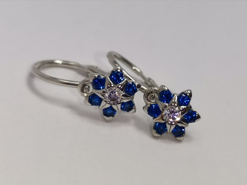 Zlaté dětské naušnice pomněnky z bílého zlata