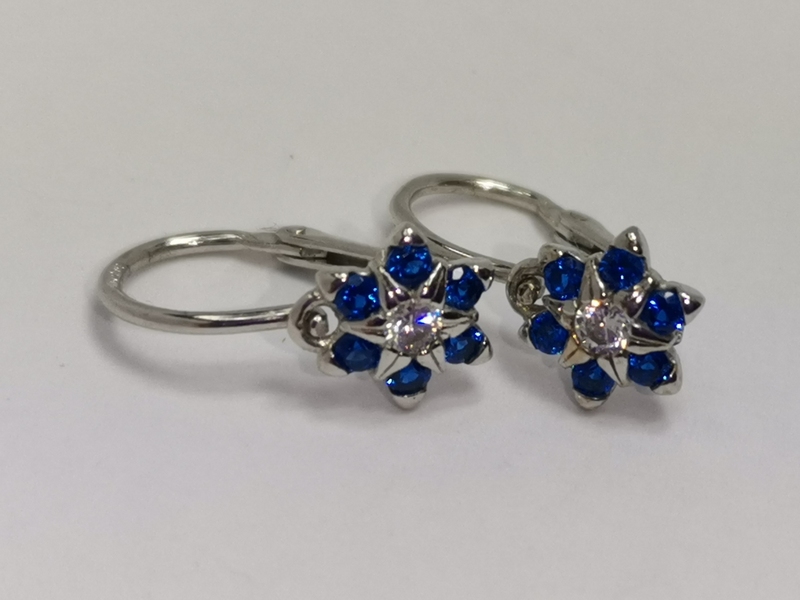 Zlaté dětské naušnice pomněnky z bílého zlata