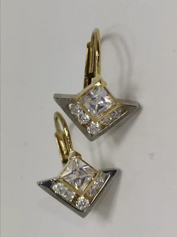 Luxusní zlaté naušnice s bílými zirkony