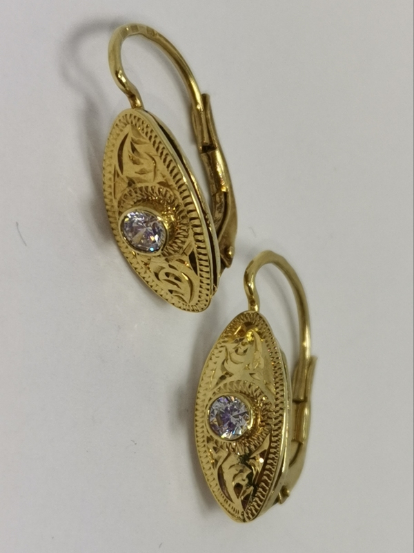 Zlaté dámské naušnice se zirkonem