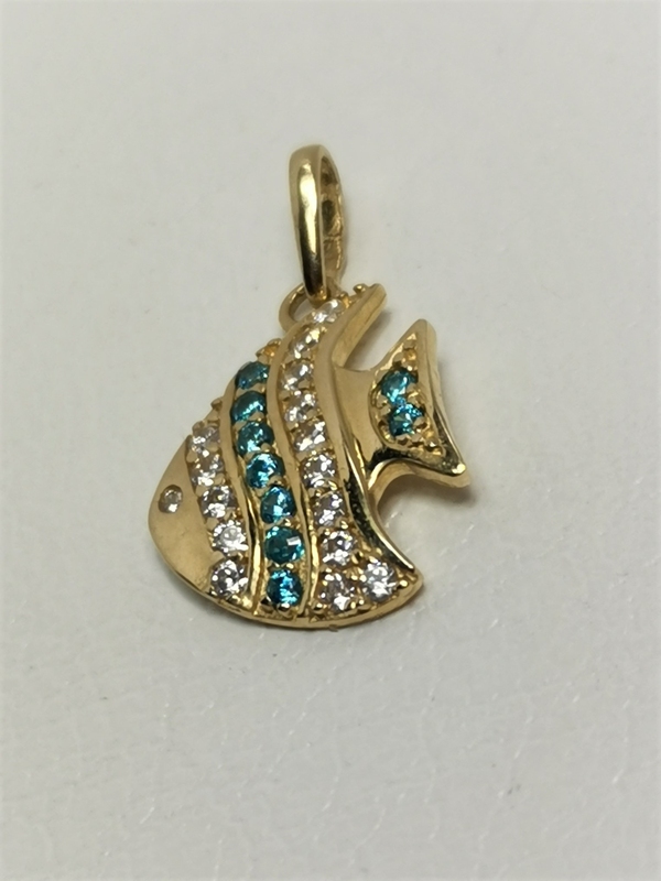 Zlatý přívěs ryba se zirkony 