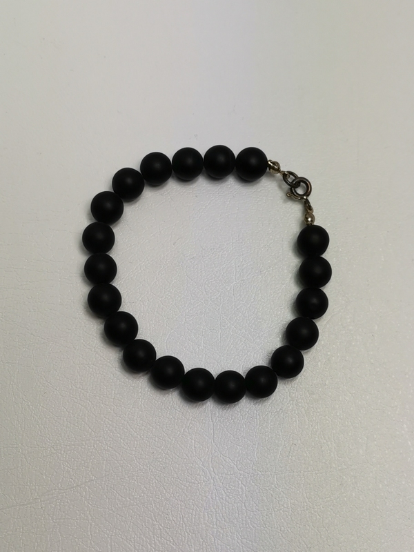 Náramek lávové kameny, broušené kuličky