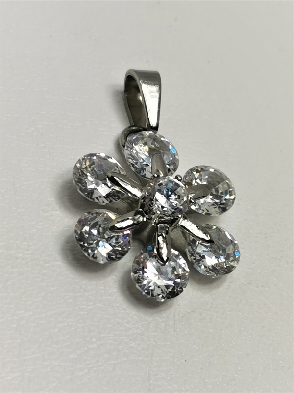 Přívěs z chirurgické oceli kytička se zirkony