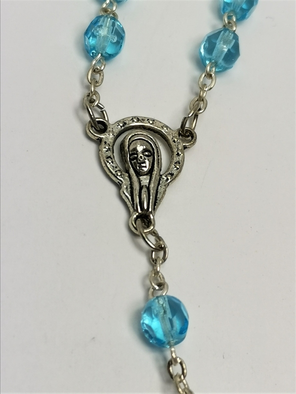 Růženec ze skleněných kuliček, tyrkysový