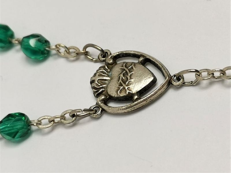 Růženec ze skleněných kuliček, zelený