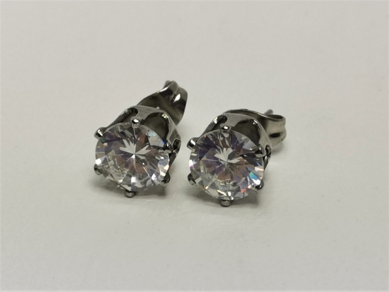 Naušnice pecky se zirkonem z chirurgické oceli