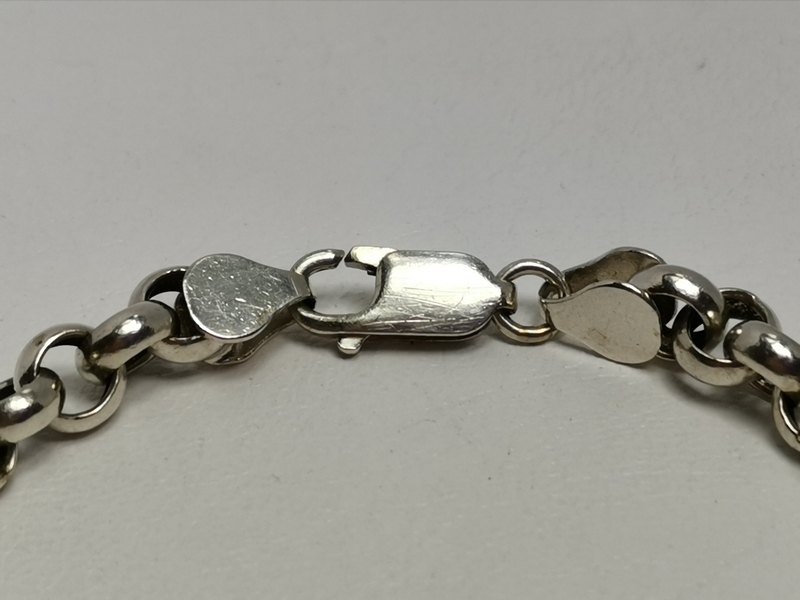 Silný stříbrný náramek - kulatý anker