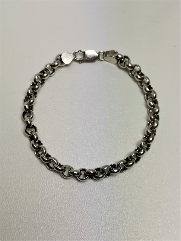Silný stříbrný náramek - kulatý anker