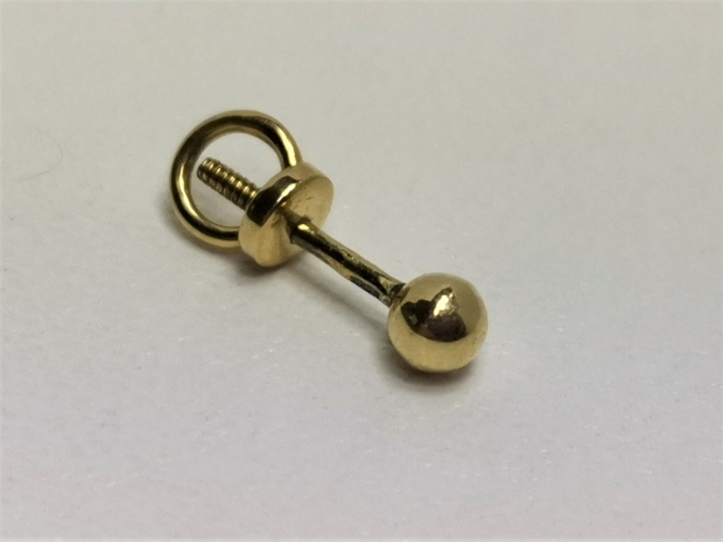 Zlatá pecka hladká na šroubek, 1ks