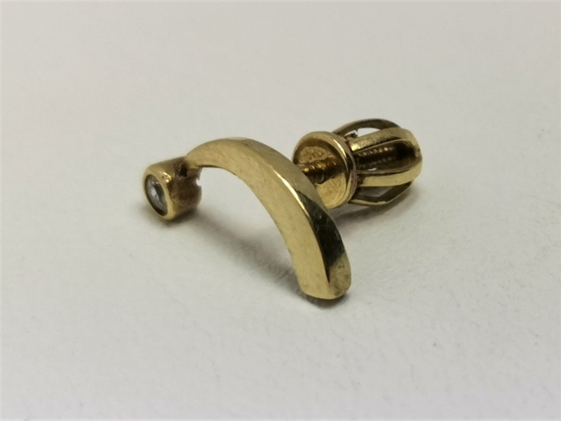 Zlatá naušnice se zirkonem na šroubek, 1ks