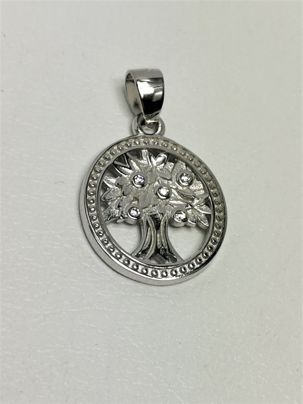 Stříbrný přívěsek strom života se zirkony