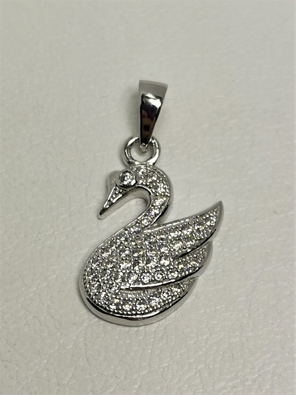 Stříbrný přívěsek labuť se zirkony