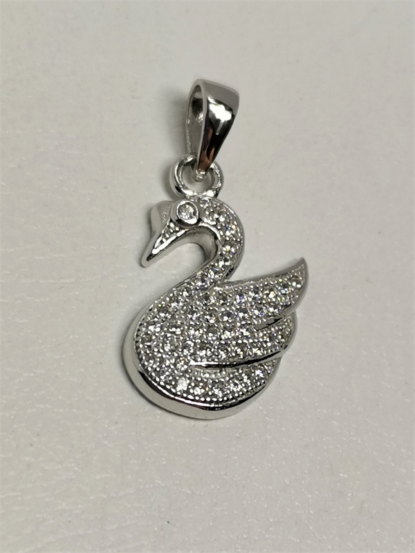 Stříbrný přívěsek labuť se zirkony