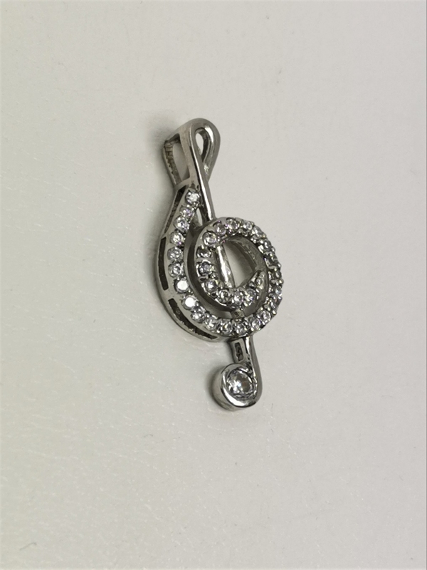Stříbrný přívěsek houslový klíč se zirkony