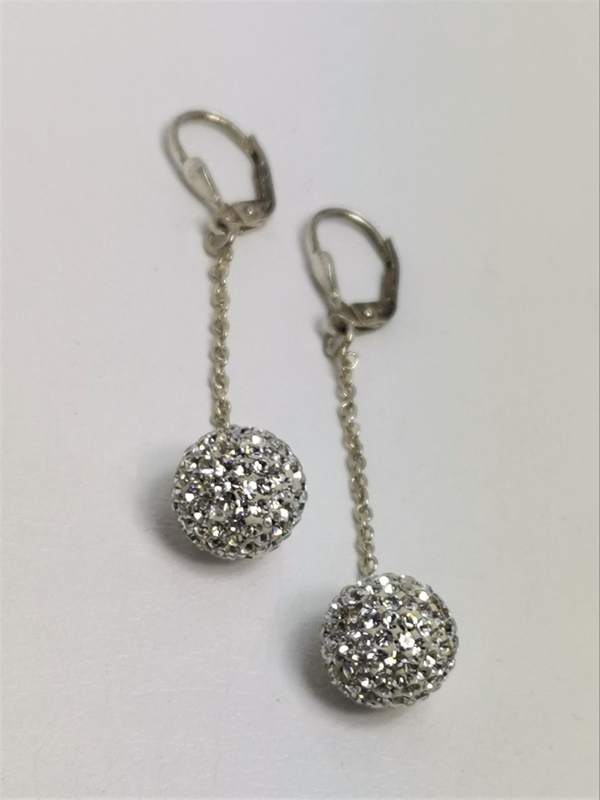 Stříbrné naušnice visací se Swarovski křišťálem