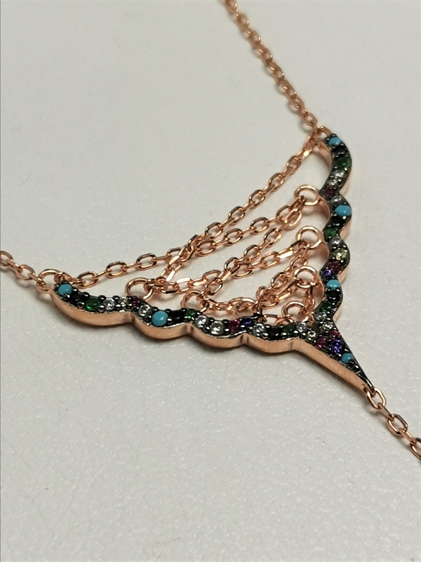 Stříbrný náhrdelník červeně zlacený