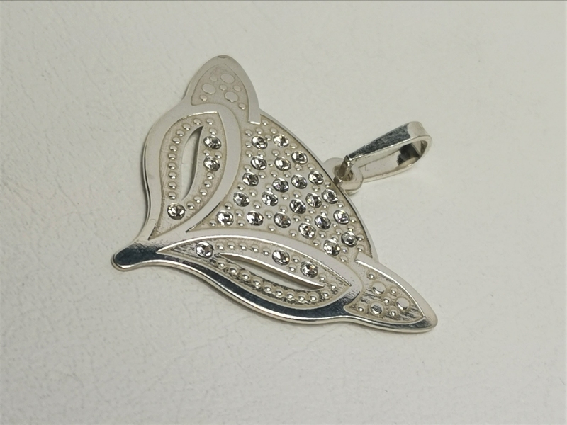 Stříbrný přívěsek liška se zirkony, rhodiovaný