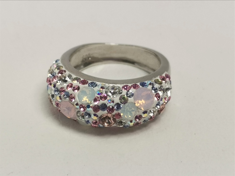 Stříbrný prsten s krystaly Swarovski růžový 35031.3