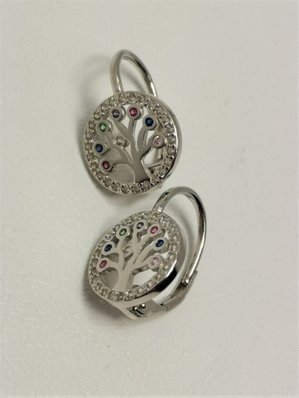 Stříbrné naušnice strom života se zirkony