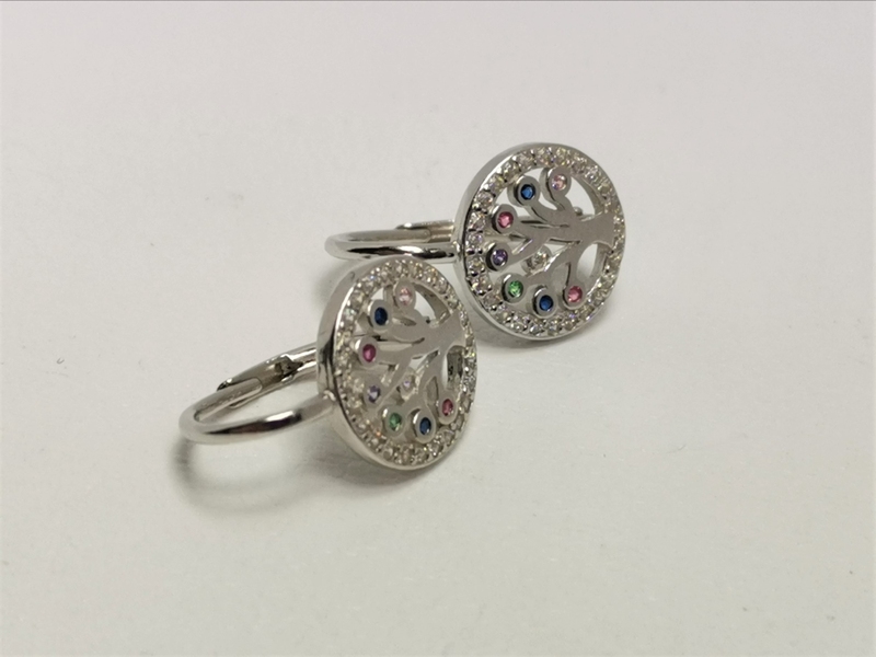 Stříbrné naušnice strom života se zirkony