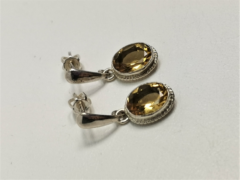 Stříbrné naušnice s přírodním citrínem