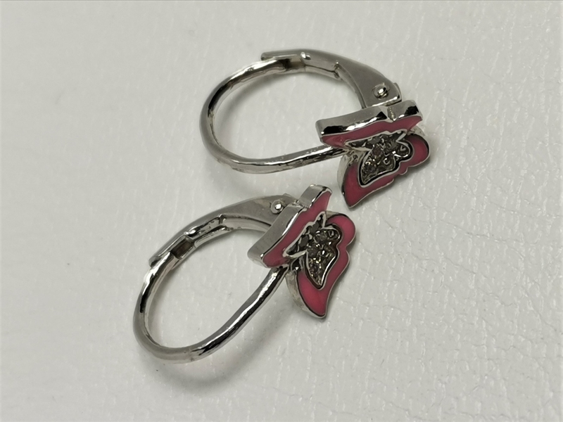 Stříbrné naušnice dětské motýl se zirkony, rhodiované