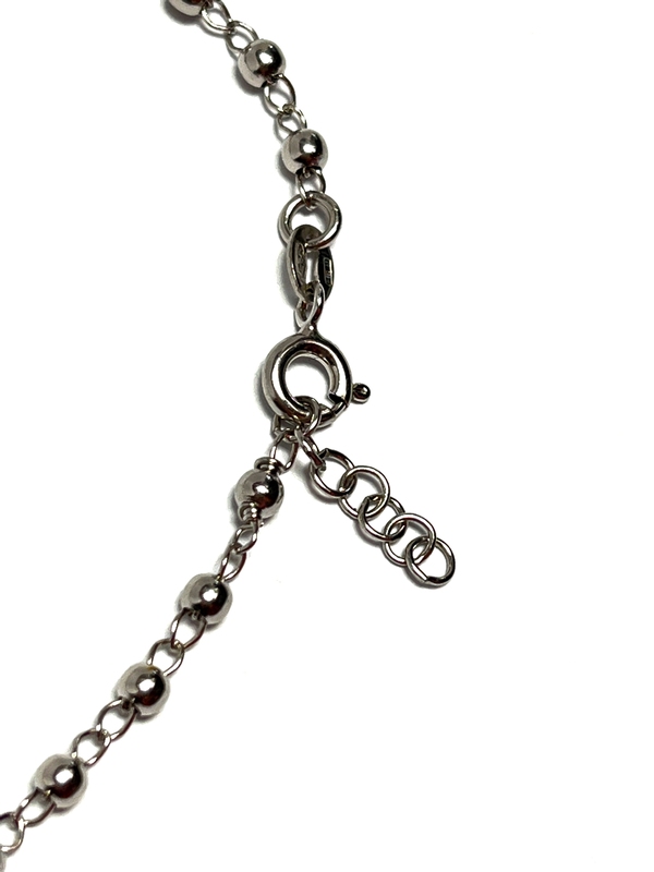 Stříbrný náramek - růženec, rhodiovaný