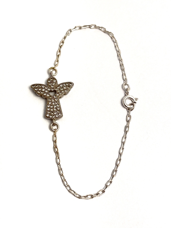 Stříbrný náramek Anděl se zirkony