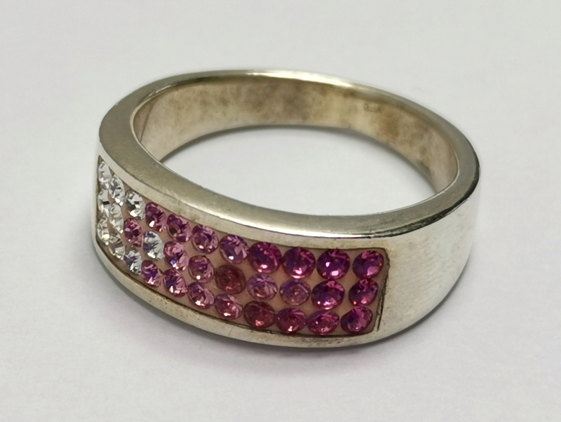 Stříbrný prsten s krystaly Swarovski růžový 