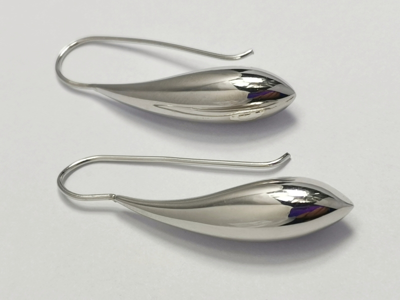 Stříbrné naušnice, hladké kapky