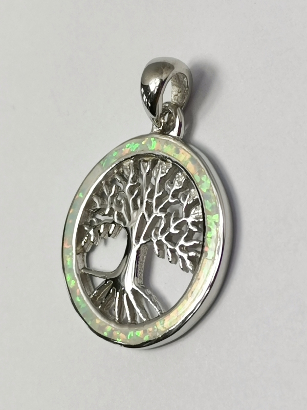 Stříbrný přívěsek - strom života s opálem, rhodiovaný