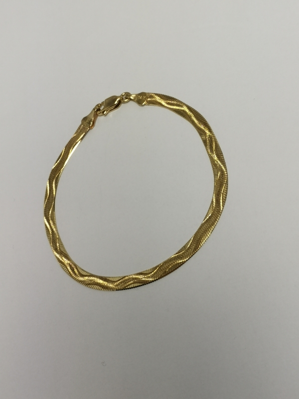 Zlatý dámský náramek plochý had