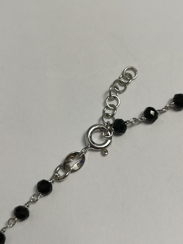 Stříbrný náhrdelník - růženec, rhodiovaný