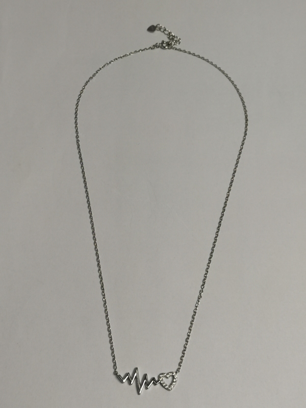 Stříbrný náhrdelník se zirkony - tlukot srdce