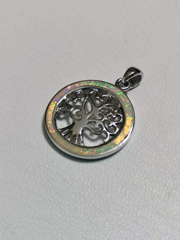 Stříbrný přívěsek - strom života s opálem, rhodiovaný