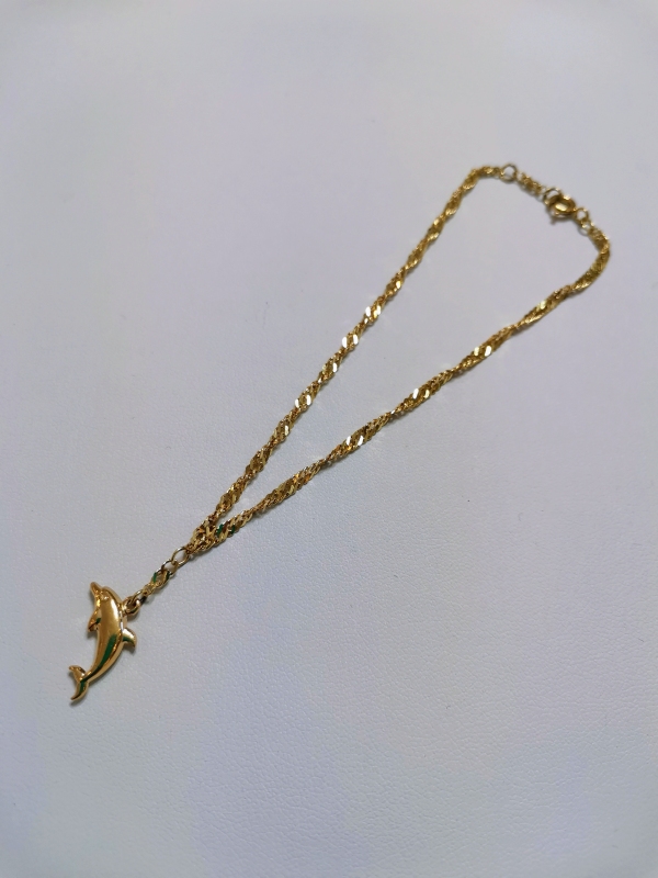 Zlatý řetízek na nohu s delfínem