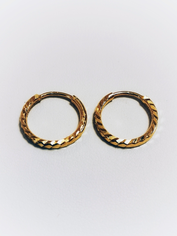 Zlaté kruhy malé, zdobené