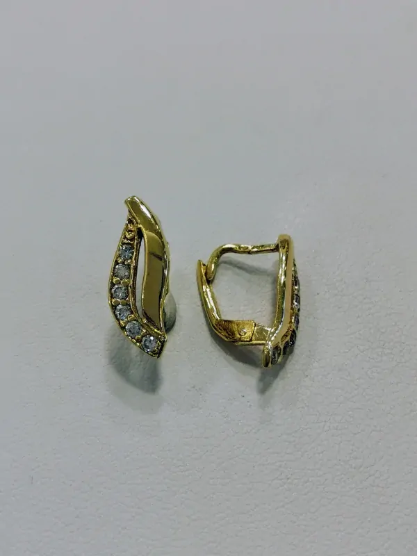 Zlaté dámské naušnice hladké se zirkony