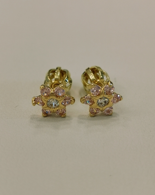 Zlaté dětské naušnice pomněnky na šroubek