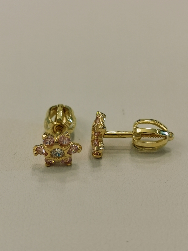 Zlaté dětské naušnice pomněnky na šroubek