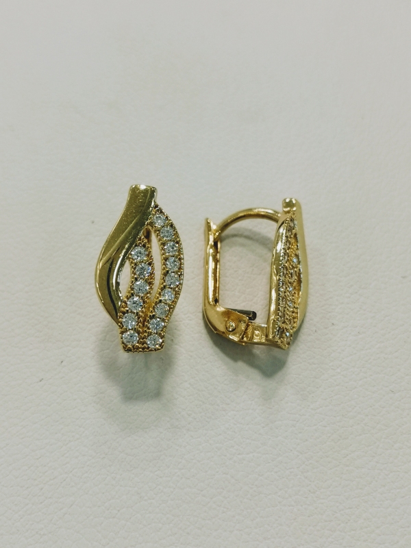 Zlaté dámské naušnice hladké se zirkony