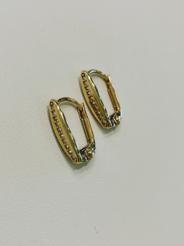 Zlaté dámské naušnice hladké se zirkony